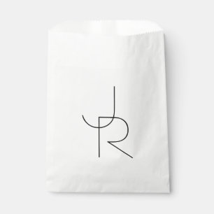 Bolsa De Papel Iniciales de superposición Negro Sobre Blanco