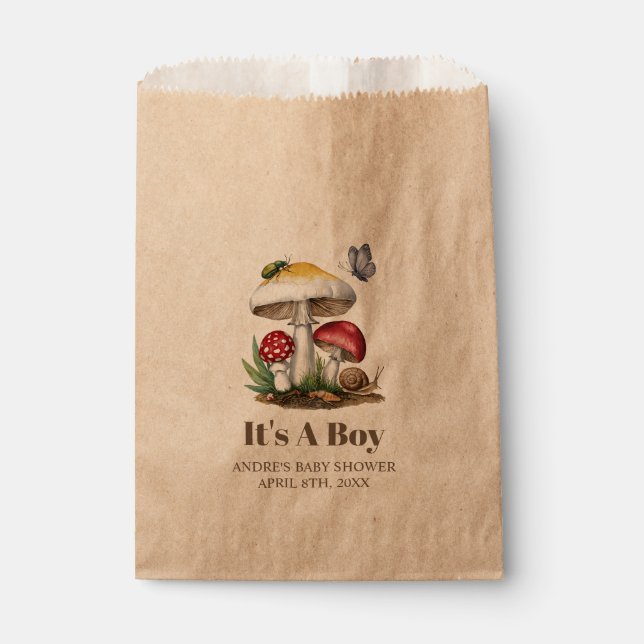 Bolsa De Papel Insect Mushroom Woodland Nature Baby Shower (Anverso)