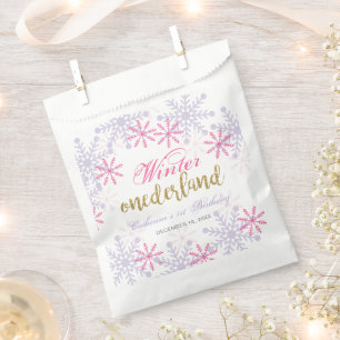 Bolsa De Papel Invierno de Onederland Primer cumpleaños Nieve Púr