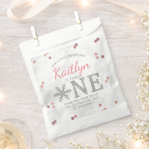 Bolsa De Papel Invierno de Snowflake Primer cumpleaños