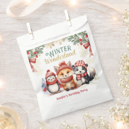 Bolsa De Papel Invierno Maravilla Cute Animales De Nieve Cumpleañ