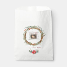 Bolsa De Papel Invierno Wreath acogedor chimenea Feliz Navidad