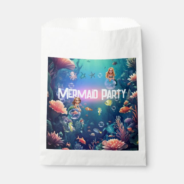 Bolsa De Papel Invitación a la fiesta de cumpleaños de Sirena Cut (Anverso)