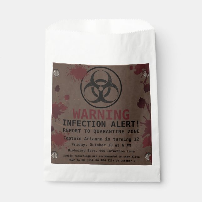 Bolsa De Papel Invitación de cumpleaños de Apocalipsis Zombi | Bi (Anverso)