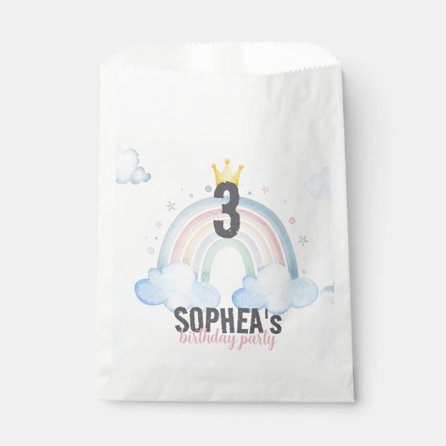 Bolsa De Papel Invitación de cumpleaños de arcoíris mágico (Anverso)