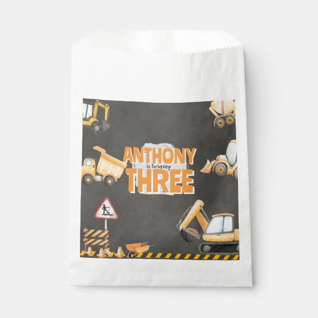 Bolsa De Papel Invitación de cumpleaños de construcción (Anverso)