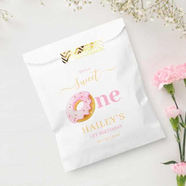 Bolsa De Papel Invitación de Cumpleaños de Sweet One Donuts, Niña (Sellado)
