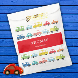 BOLSA DE PAPEL INVITACIÓN DE CUMPLEAÑOS DE TRANSPORTE