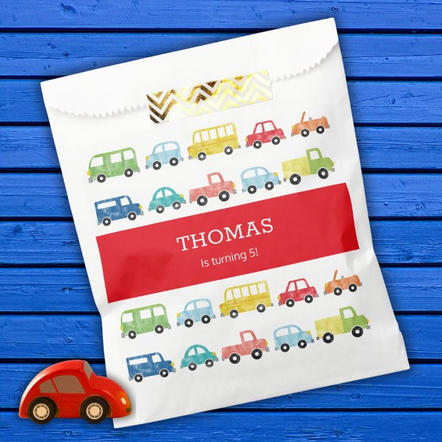 BOLSA DE PAPEL INVITACIÓN DE CUMPLEAÑOS DE TRANSPORTE (Subido por el creador)