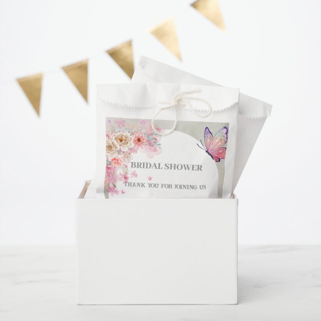 Bolsa De Papel Invitaciones a la ducha de novia con acuarela blan (Fiesta)