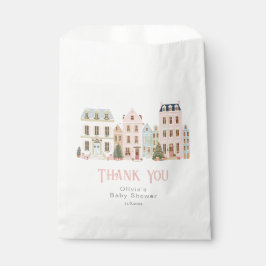 Bolsa De Papel It takes a Village Winter Pink Snow Thank you