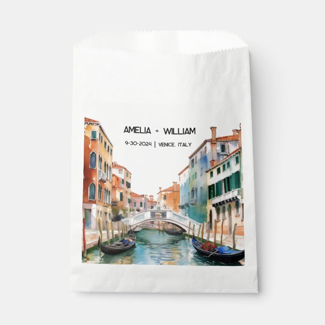 Bolsa De Papel Italy Watercolor Romantic Destination Wedding (Anverso)