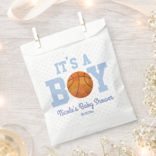 Bolsa De Papel It's a Boy! Baby Shower de baloncesto azul