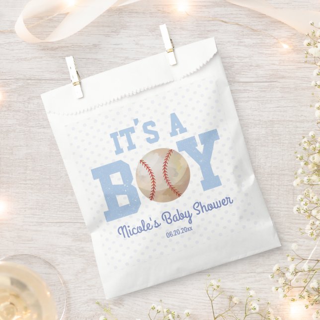 Bolsa De Papel It's a Boy! Baby Shower de béisbol azul (Cortado)
