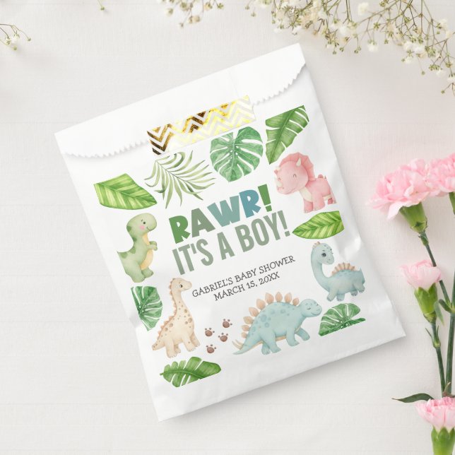 Bolsa De Papel It's a Boy Dinosaur Baby Shower (Sellado)