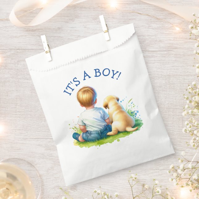 Bolsa De Papel It's a Boy | Un bebé y su Baby Shower de perro (Cortado)