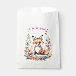 Bolsa De Papel It's a Girl | Baby Fox y Flowers Baby Shower