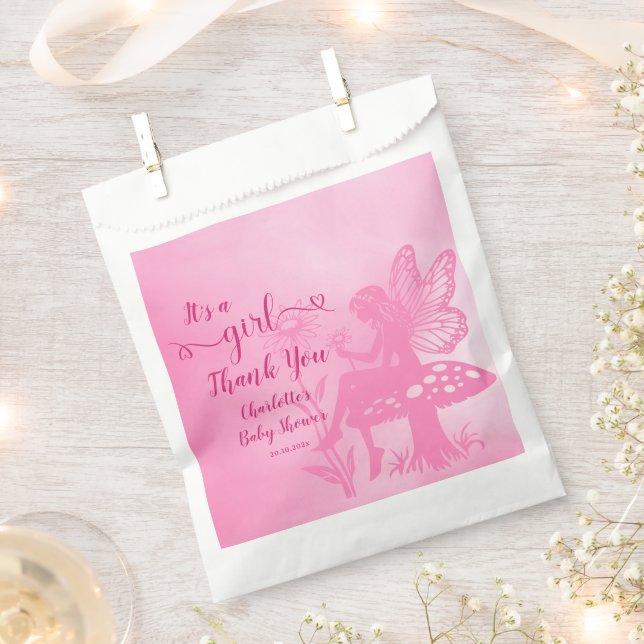 Bolsa De Papel It's a Girl! Fairy Mushroom and Flower Baby Shower (Cortado)