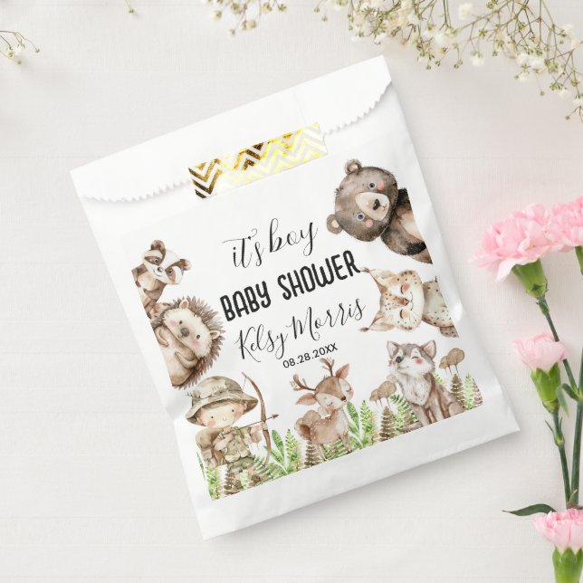 Bolsa De Papel its boy Rustic Woodland Baby Shower Invite (Sellado)