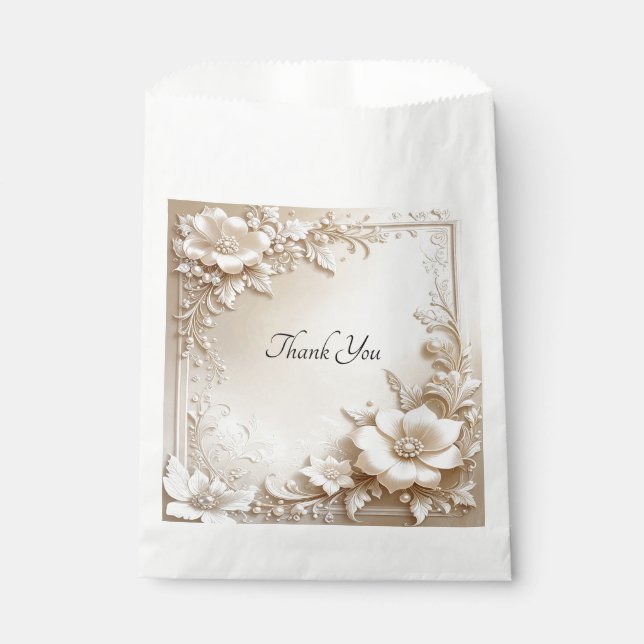 Bolsa De Papel Ivory Flowers Favor Bag (Anverso)
