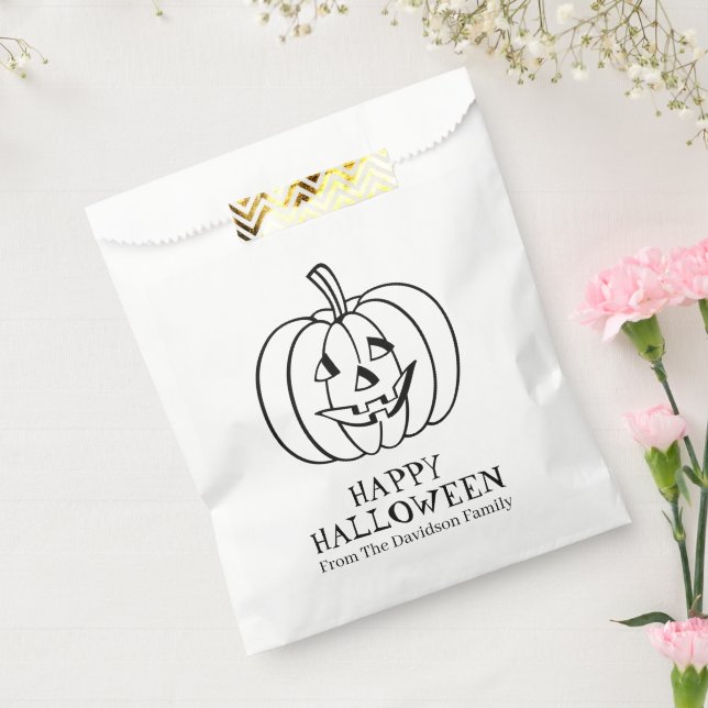 Bolsa De Papel jack de Halloween o personalizado blanco negro lin (Sellado)