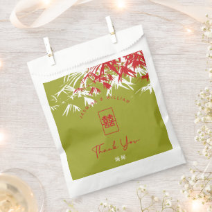 Bolsa De Papel Jade Green Bamboo deja a doble Boda chino Xi