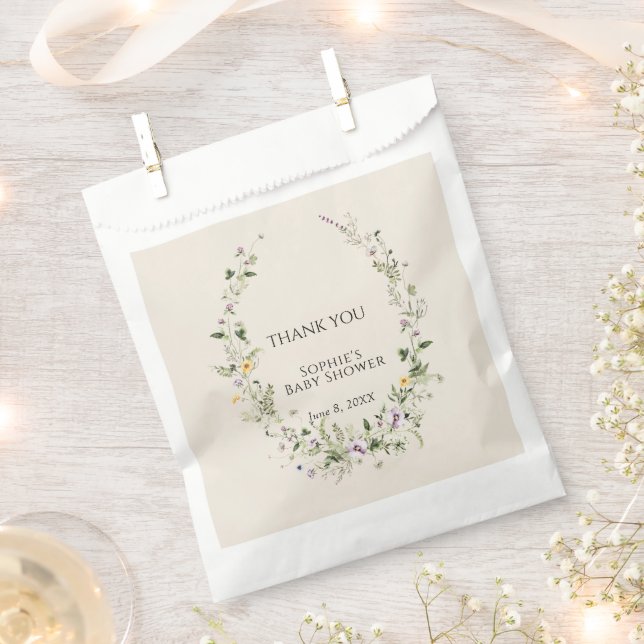 Bolsa De Papel Jardín Botánico Pequeño En Bloom Baby Shower (Cortado)