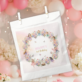 Bolsa De Papel jardín de hadas de flores caprichosas cumpleaños 3
