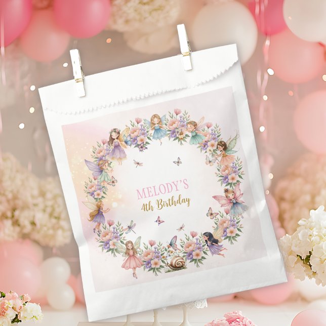 Bolsa De Papel jardín de hadas de flores caprichosas cumpleaños 4 (Subido por el creador)