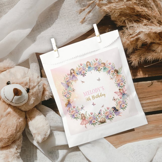 Bolsa De Papel jardín de hadas de flores caprichosas cumpleaños 5 (Subido por el creador)