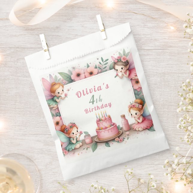 Bolsa De Papel Jardín de hadas rosadas encantadas - Cumpleaños (Cortado)
