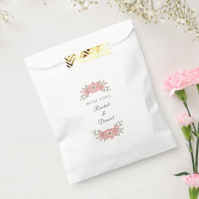 Bolsa De Papel Jardín de Rubor Personalizado Floral Mínimo de Bod (Sellado)