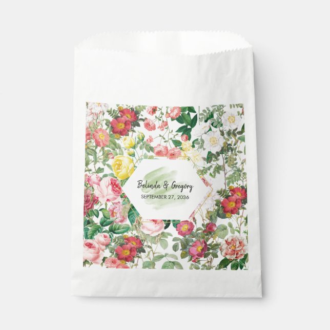 Bolsa De Papel Jardín floral, acuarela y Boda geométrico (Anverso)