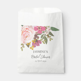 Bolsa De Papel Jardín floral rosa, fiesta de desposorios de prima