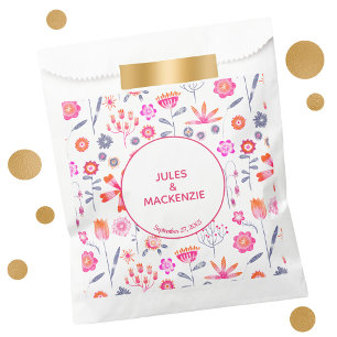Bolsa De Papel Jardín moderno de flores rosadas Boho