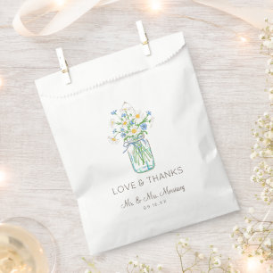 Bolsa De Papel Jarra de Mason de Flores Silvestres Rústicas Amor 