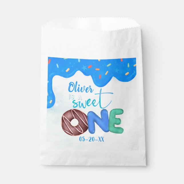 Bolsa De Papel JÓVENES Dulce Un Escarcha Rosa Primer Cumpleaños (Anverso)