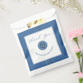 Bolsa De Papel Juana azul con botón de ducha de bebé Gracias