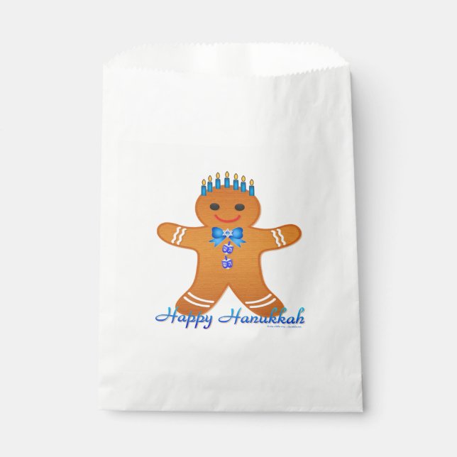 Bolsa De Papel Judaica Hanukkah Gingerbread Man Menorah (Anverso)