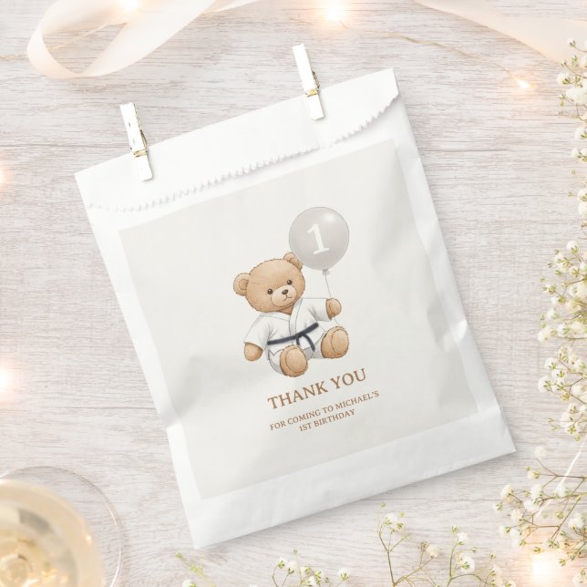 Bolsa De Papel Judo Bear Turns One" – 1st Birthday 【Black-belt】 (Cortado)
