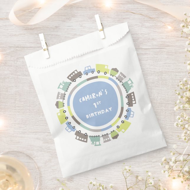 Bolsa De Papel Juguetes Pastel Blue Kid Transport Fiesta de cumpl (Cortado)