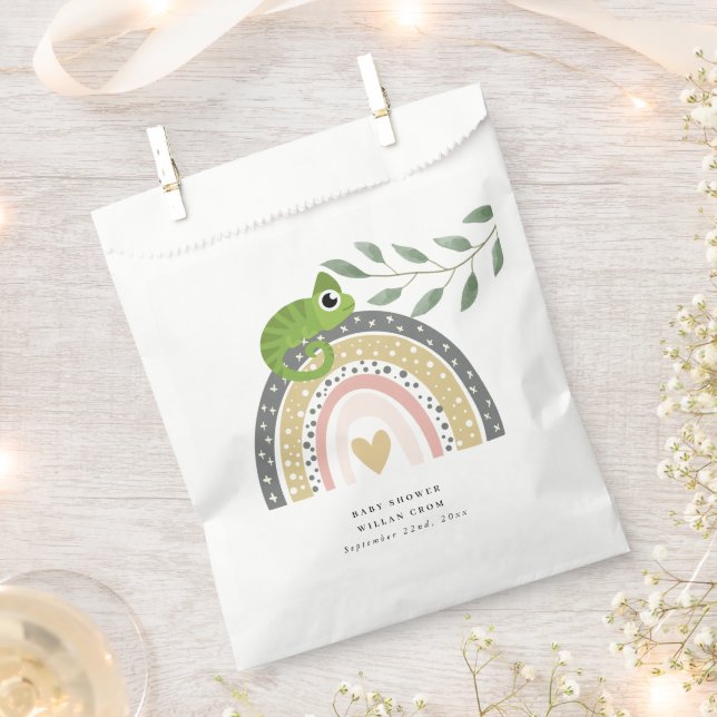 Bolsa De Papel Jungla, Arcoiris Y Camaleón Baby Shower (Cortado)