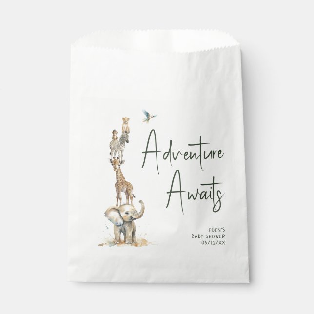 Bolsa De Papel Jungle Safari Animals Adventure de Baby Shower (Anverso)