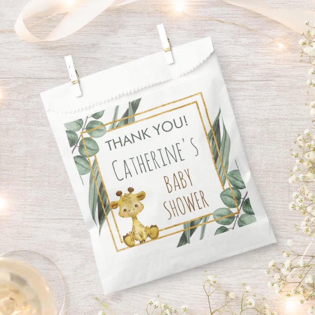 Bolsa De Papel Jungle Safari Giraffe Baby Shower Gracias (Cortado)