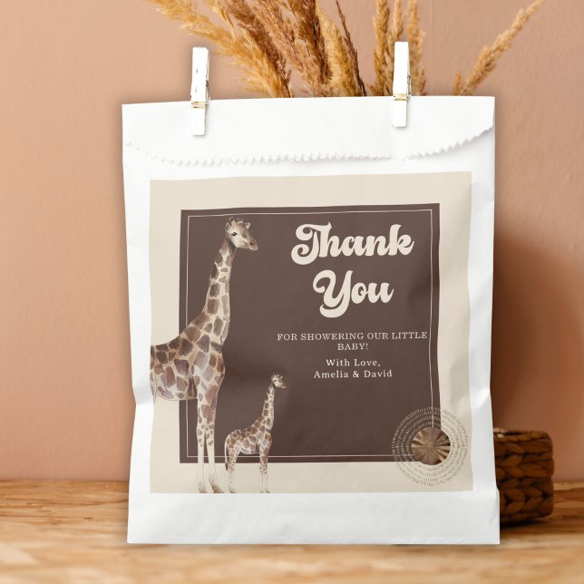 Bolsa De Papel Jungle Safari Giraffe Baby Shower Gracias (Subido por el creador)