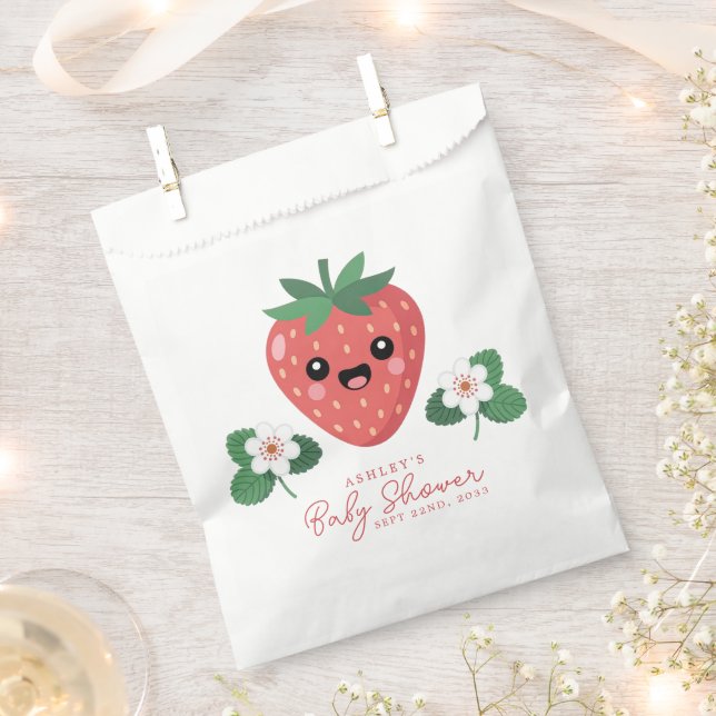 Bolsa De Papel Kawaii Strawberry Baby Shower (Cortado)