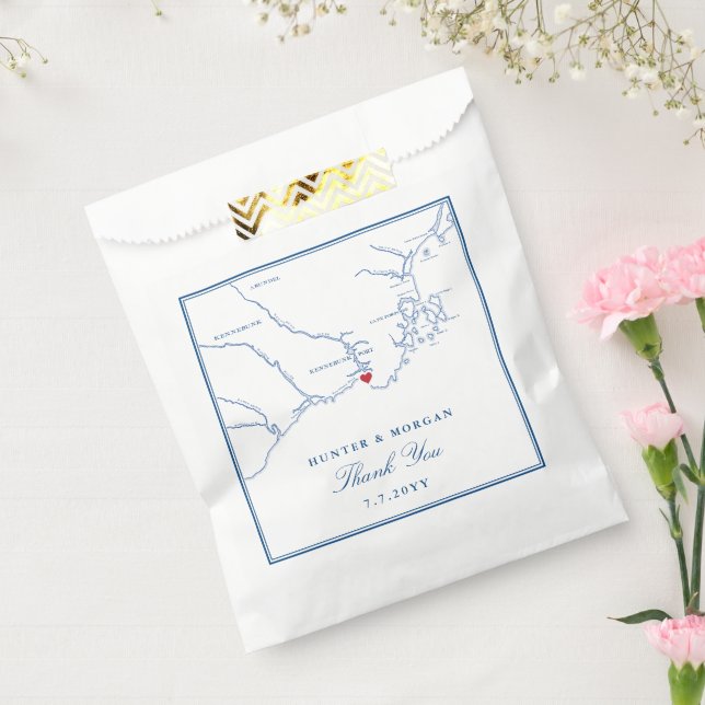 Bolsa De Papel Kennebunkport Maine Map Elegant Wedding (Sellado)