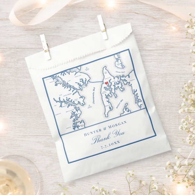Bolsa De Papel Kent Island Maryland Gracias Boda (Cortado)