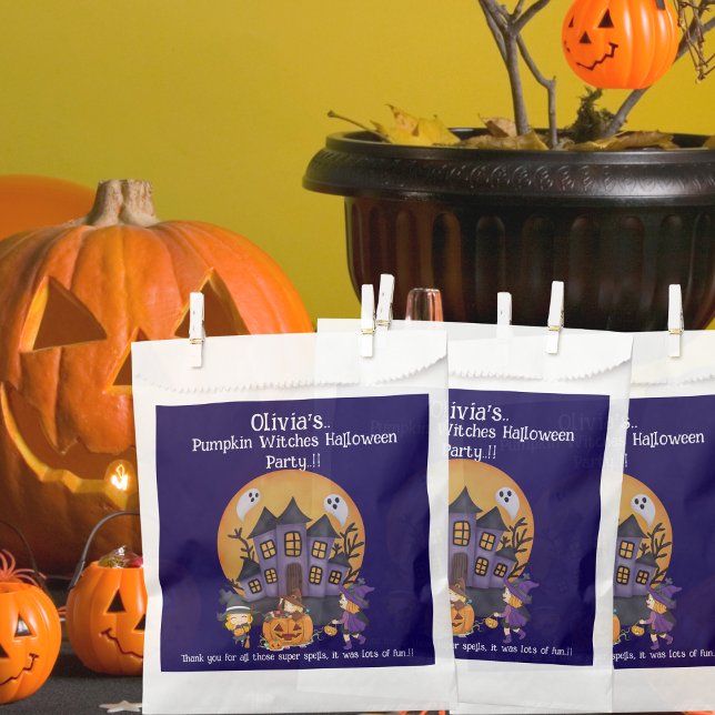 Bolsa De Papel Kids Pumpkin Witness Party Halloween (Pumpkin Witches Halloween Party Favor Bag)