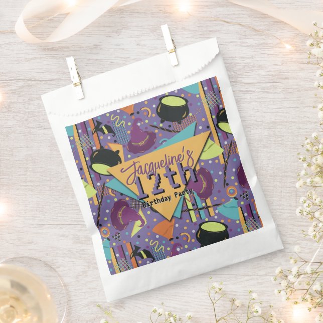 Bolsa De Papel Kids Purple Retro Witchy Halloween Birthday (Cortado)